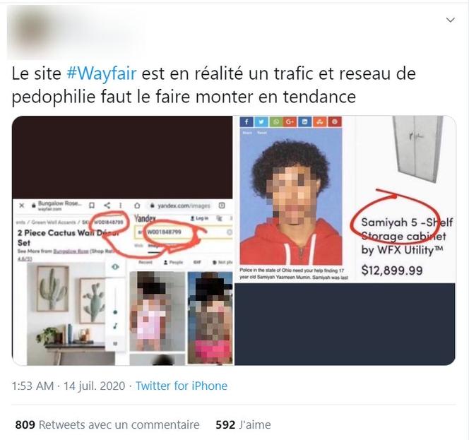 Le « Wayfairgate » reprend le mode de pensée complotiste : chercher des coïncidences entre des éléments a priori sans rapport, comme des produits d’ameublement et des signalements d’enfants disparus.