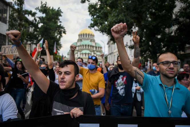 Manifestation contre le gouvernement, à Sofia, le 14 juillet.