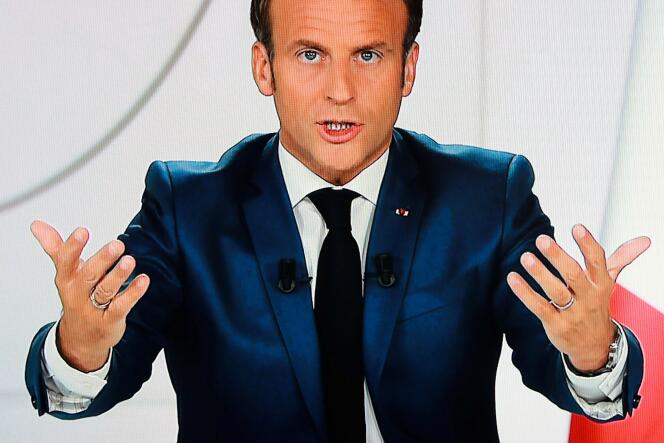 Le président Emmanuel Macron, lors de son intervention télévisée depuis l’Elysée, le 21 juillet.