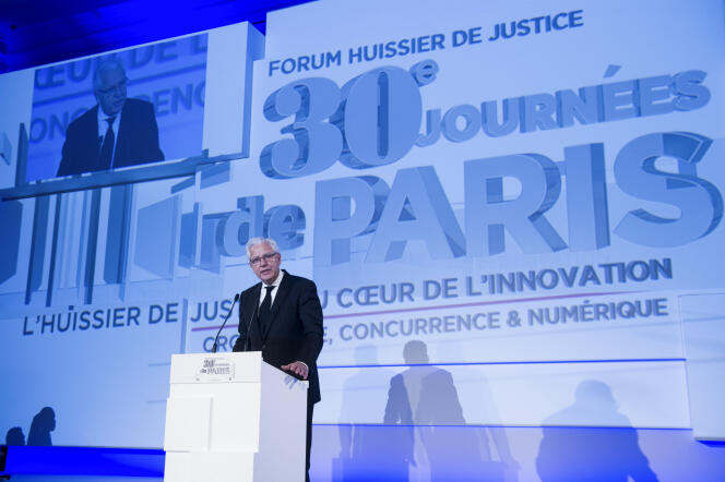 Patrick Sannino, président de la Chambre nationale des commissaires de justice, au Forum des huissiers de justice, en décembre 2014.
