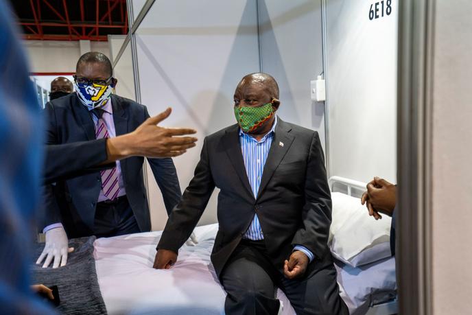 Le président sud-africain Cyril Ramaphosa en avril 2020 à Johannesburg.