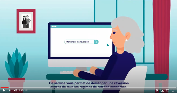 Copie d’écran de la vidéo explicative du service de demande unique de réversion en ligne.