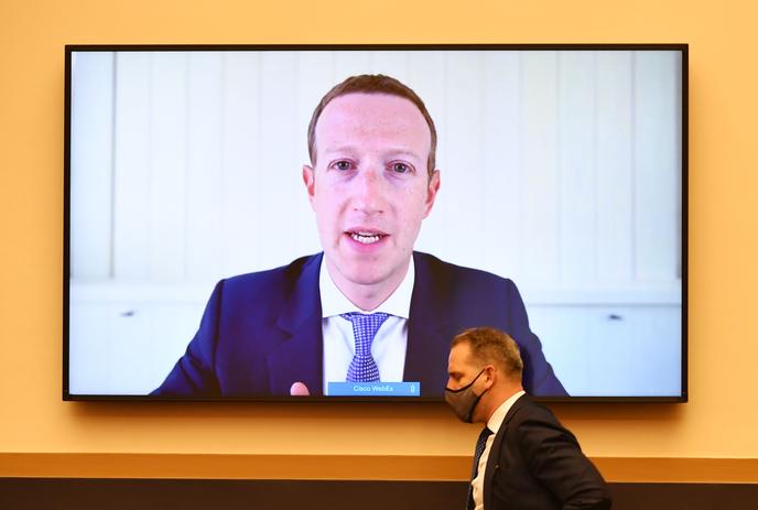 Le PDG et fondateur de Facebook, Mark Zuckerberg, témoigne par visioconférence devant les élus de la Chambre des représentants, mercredi 29 juillet.