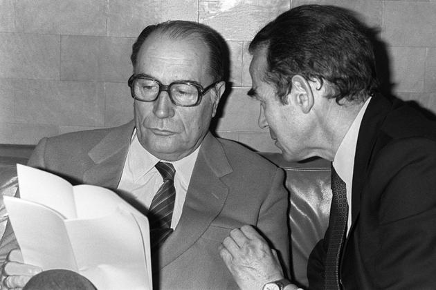 François Mitterrand and Robert Badinter, April 28, 1981, in Paris.