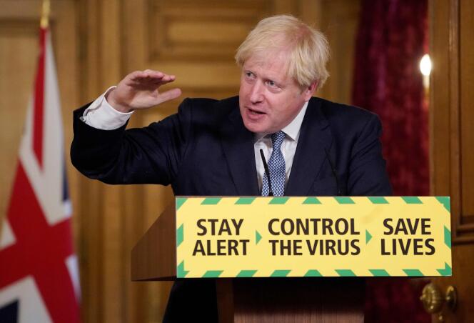 Boris Johnson lors d’une conférence de presse, le 31 juillet à Londres.