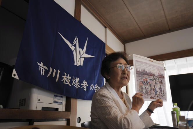 Michiko Kodama, secrétaire générale adjointe de la Confédération japonaise des organisations de victimes des bombes A et H, à Tokyo, le 12 juillet.