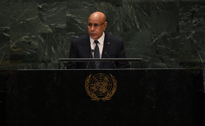 Le président mauritanien, Mohamed Ould Ghazouani, à la tribune des Nations unies, à New York, en septembre 2019.