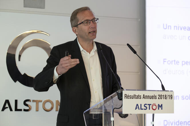 Le PDG d’Alstom, Henri Poupart-Lafarge, au siège de l’entreprise à Saint-Ouen (Seine-Saint-Denis), près de Paris, le 7 mai 2019.