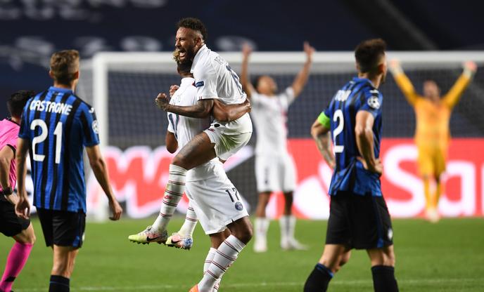 Neymar can congratulate Eric Maxim Choupo-Moting whose goal sends PSG to the semi-finals of the Champions League.