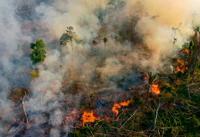 Un incendie illégal en Amazonie, dans l’Etat du Para, au Brésil, le 15 août 2020.