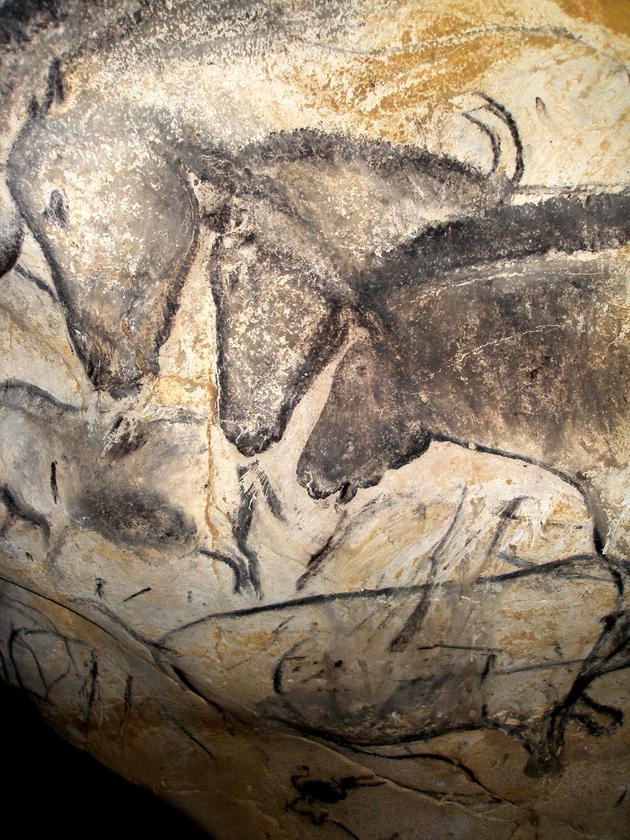 Panneau des chevaux, dans la salle Hillaire de la grotte Chauvet.