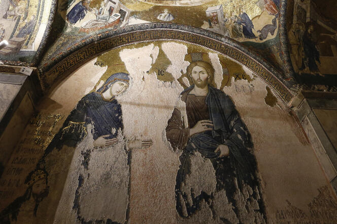 Détail de l’une des  fresques de l’église byzantine Saint-Sauveur-in-Chora à Istanbul, le 21 août.