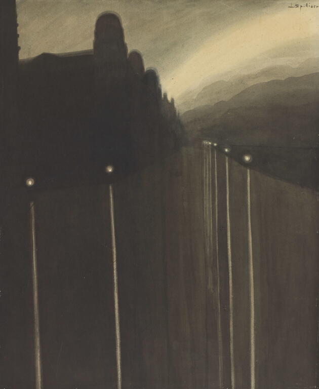 « Digue la nuit » (1908), de Léon Spilliaert (1881-1946), lavis d’encre et aquarelle sur papier, Paris, Musée d’Orsay, conservé au département des arts graphiques du Musée du Louvre.