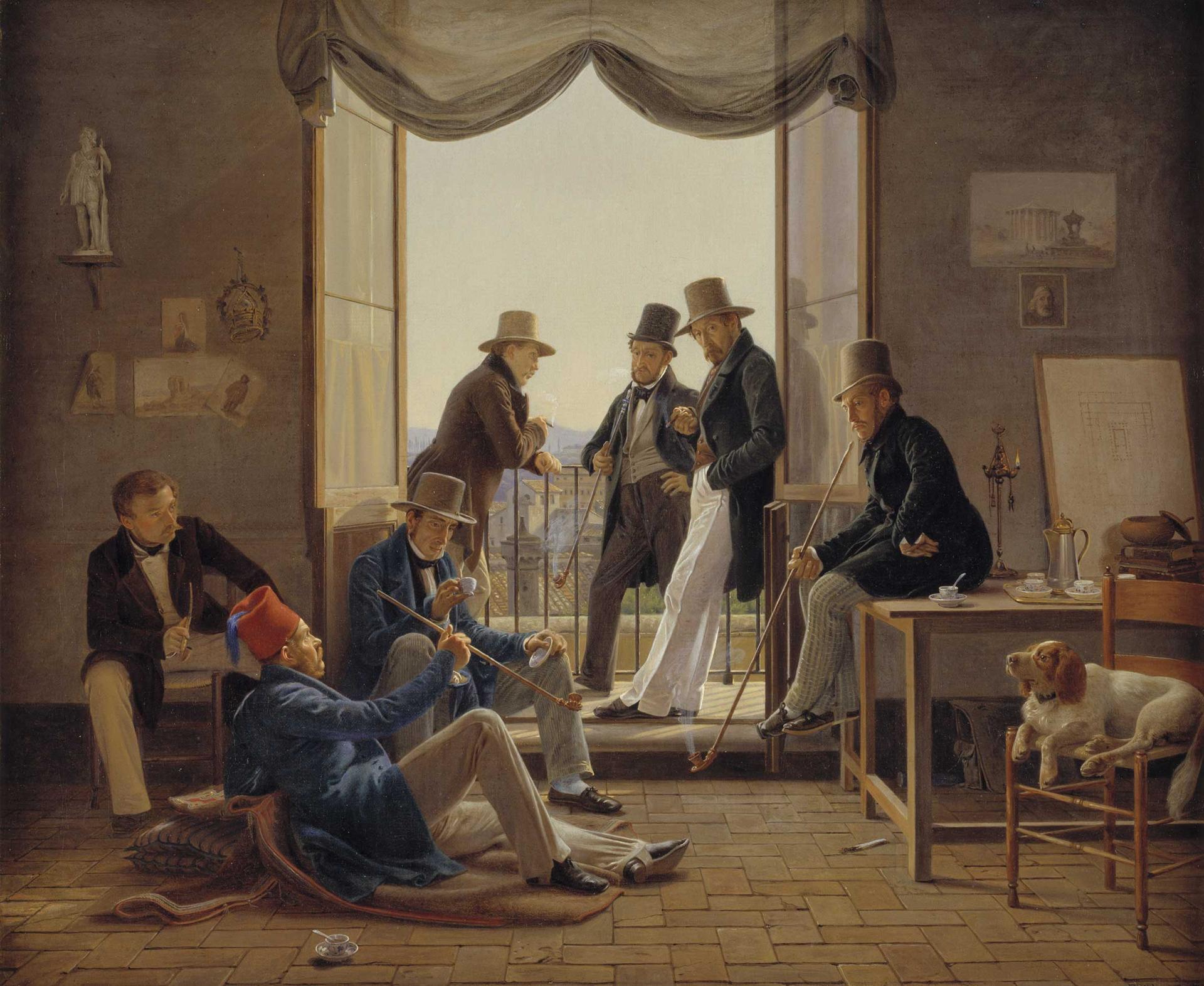 « Un groupe d’artistes danois à Rome » (1837), de Constantin Hansen, huile sur toile, Copenhague, Statens Museum for Kunst.