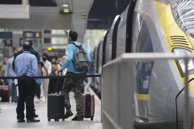 Arrivée d’un Eurostar venu de Paris gare de Saint-Pancras, à Londres, le 14 août.