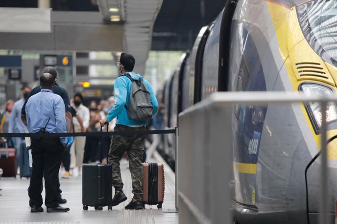 Arrivée d’un Eurostar venu de Paris gare de Saint-Pancras, à Londres, le 14 août.