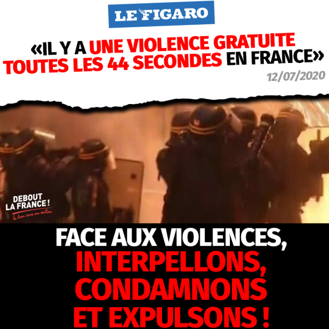 Nicolas Dupont-Aignan a relayé le 18 août cette image dénonçant les « agressions gratuites » en France.