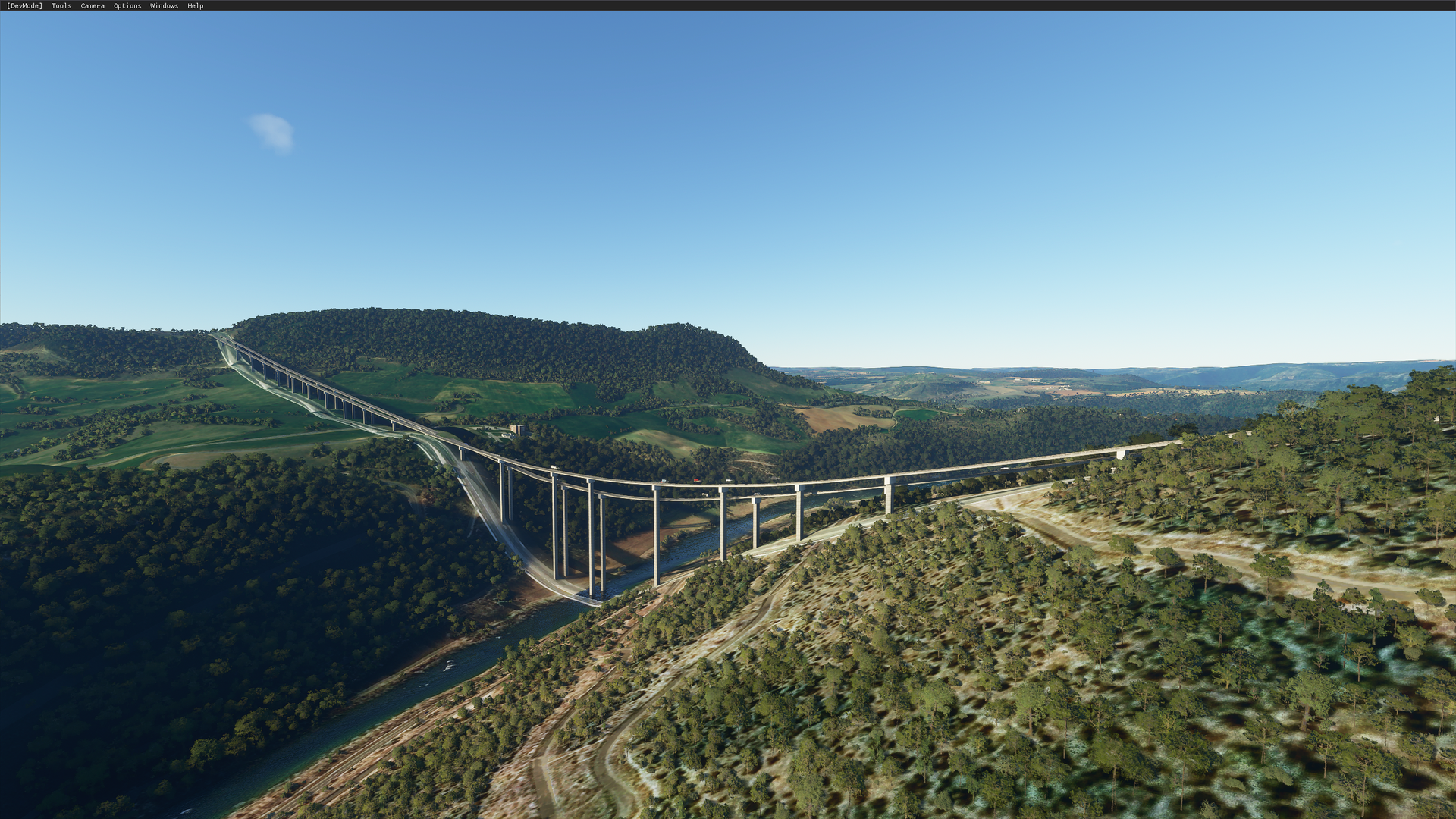 Le viaduc de Millau dans « Microsoft Flight Simulator ».