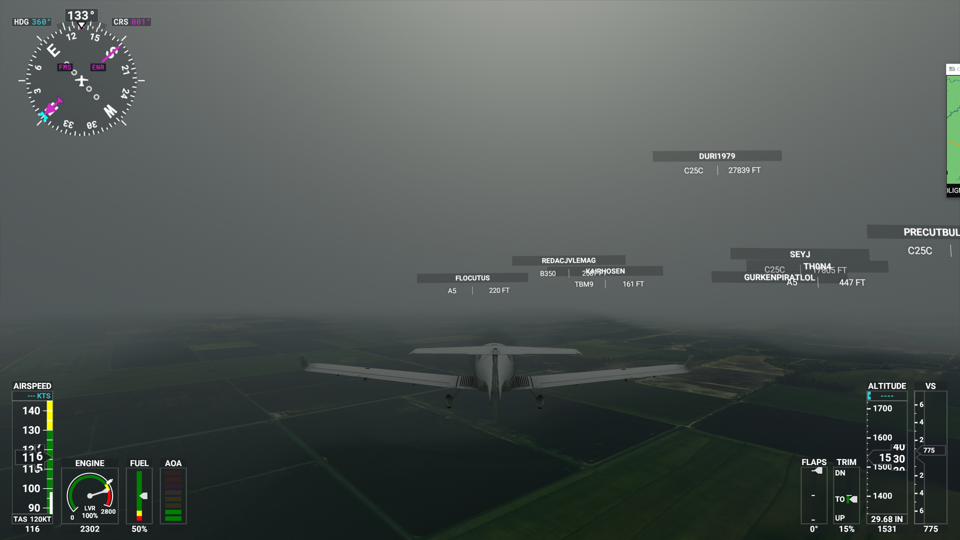 L’oeil du cyclone (ou son absence) dans « Microsoft Flight Simulator ».