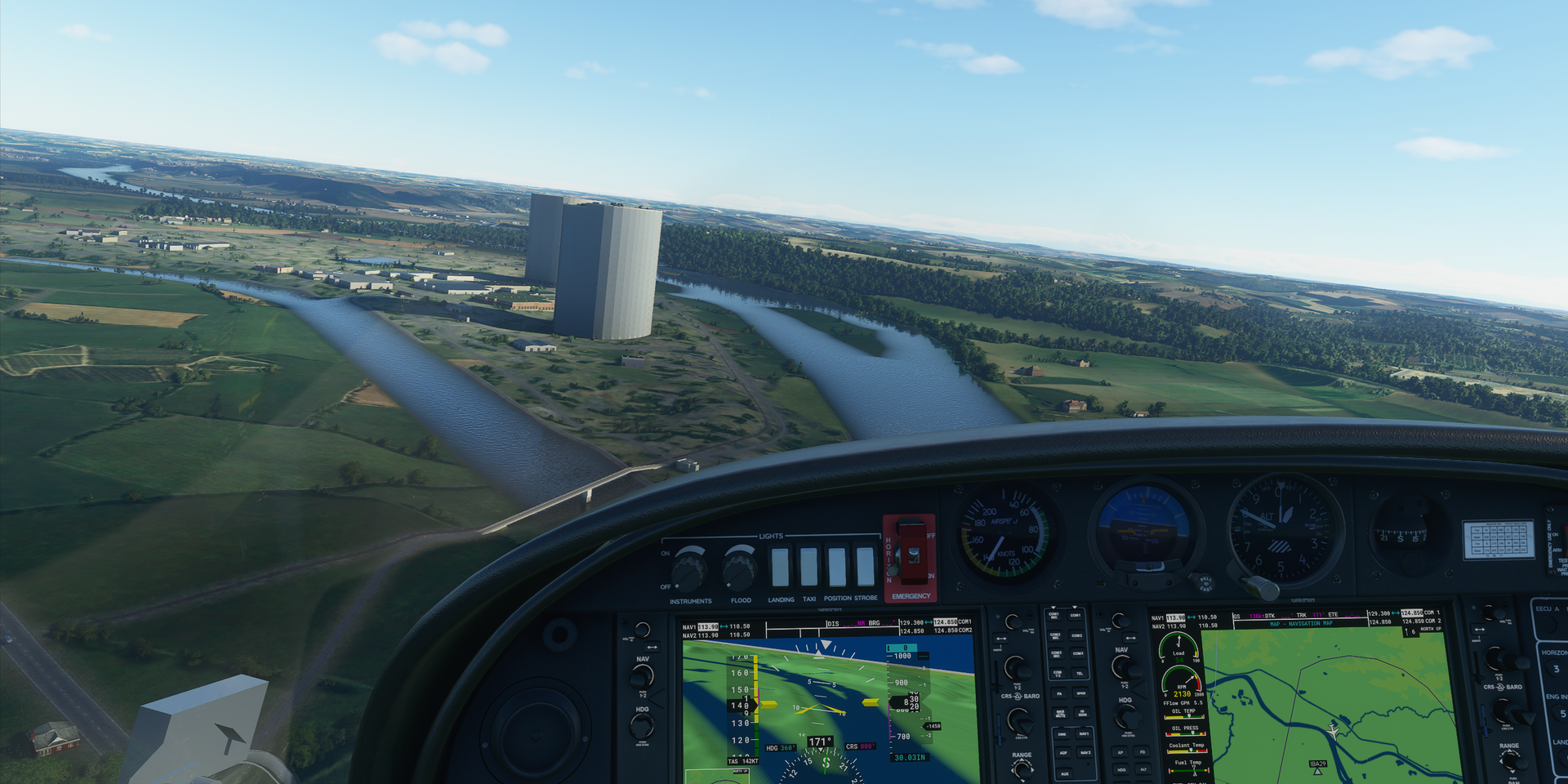 La centrale nucléaire de Golfech dans « Microsoft Flight Simulator ».