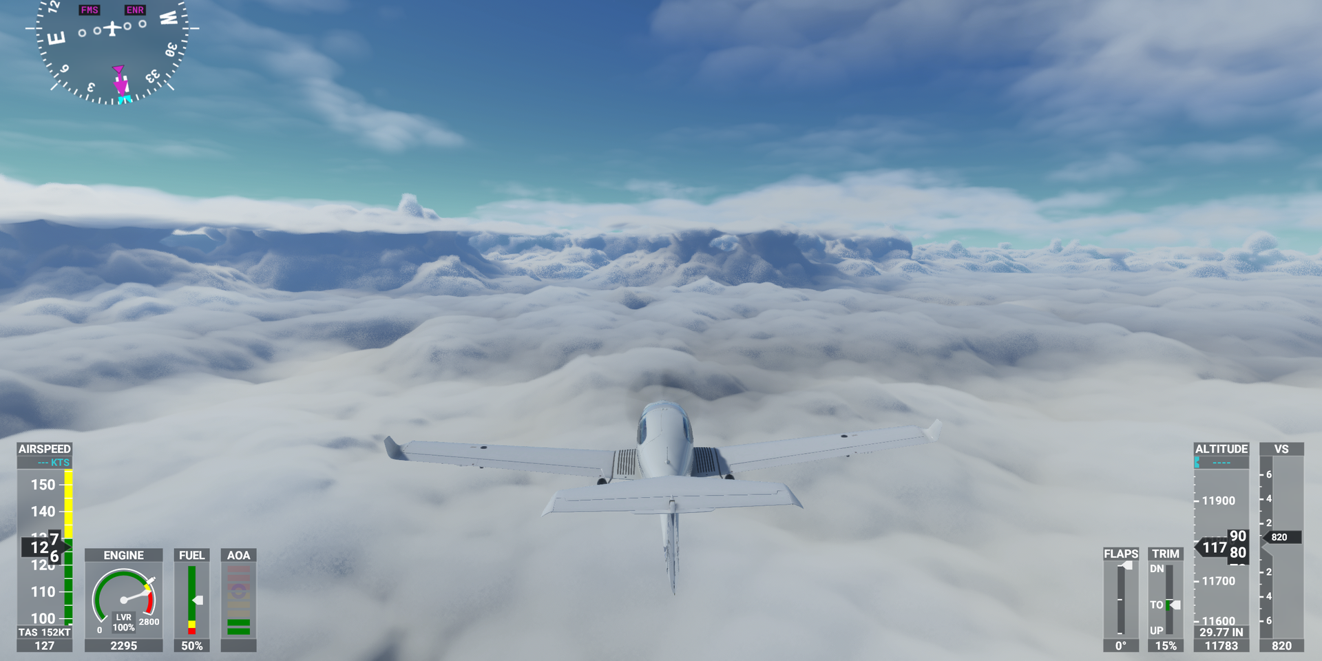 Les nuages au-dessus de Louisville, aux Etats-Unis, dans « Microsoft Flight Simulator ».