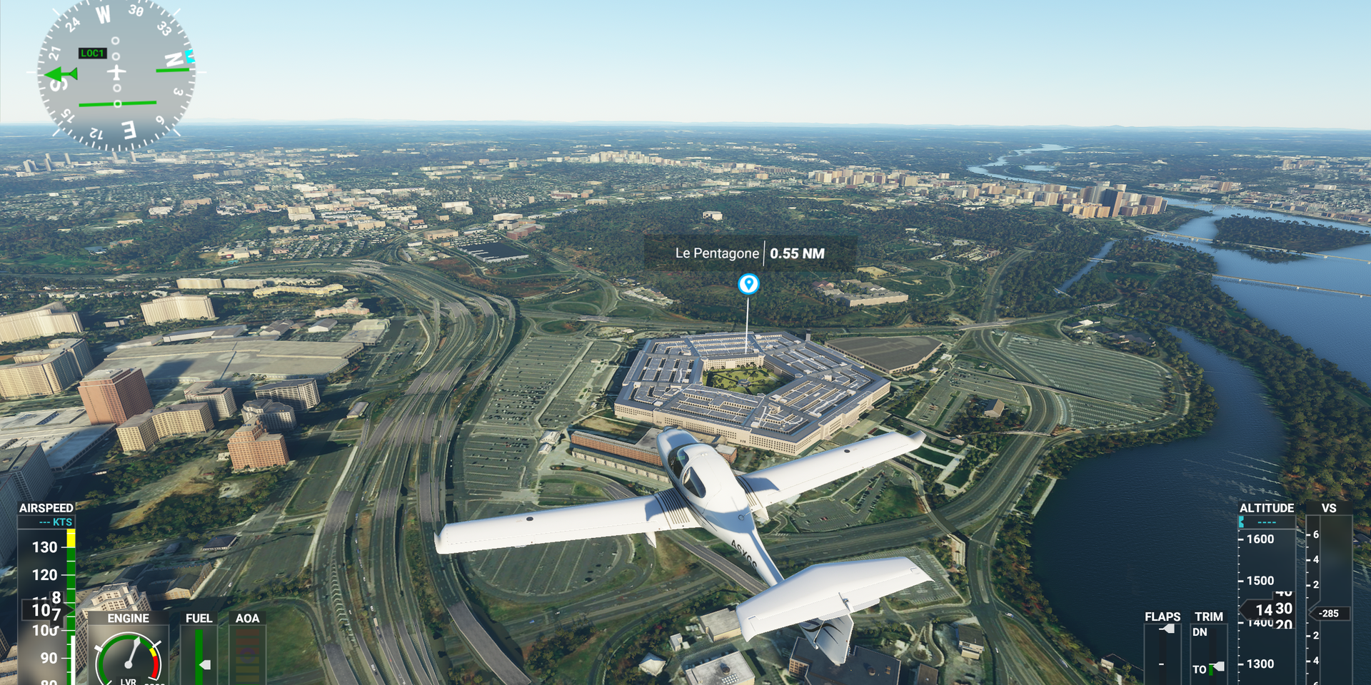 Le Pentagone dans « Microsoft Flight Simulator ».