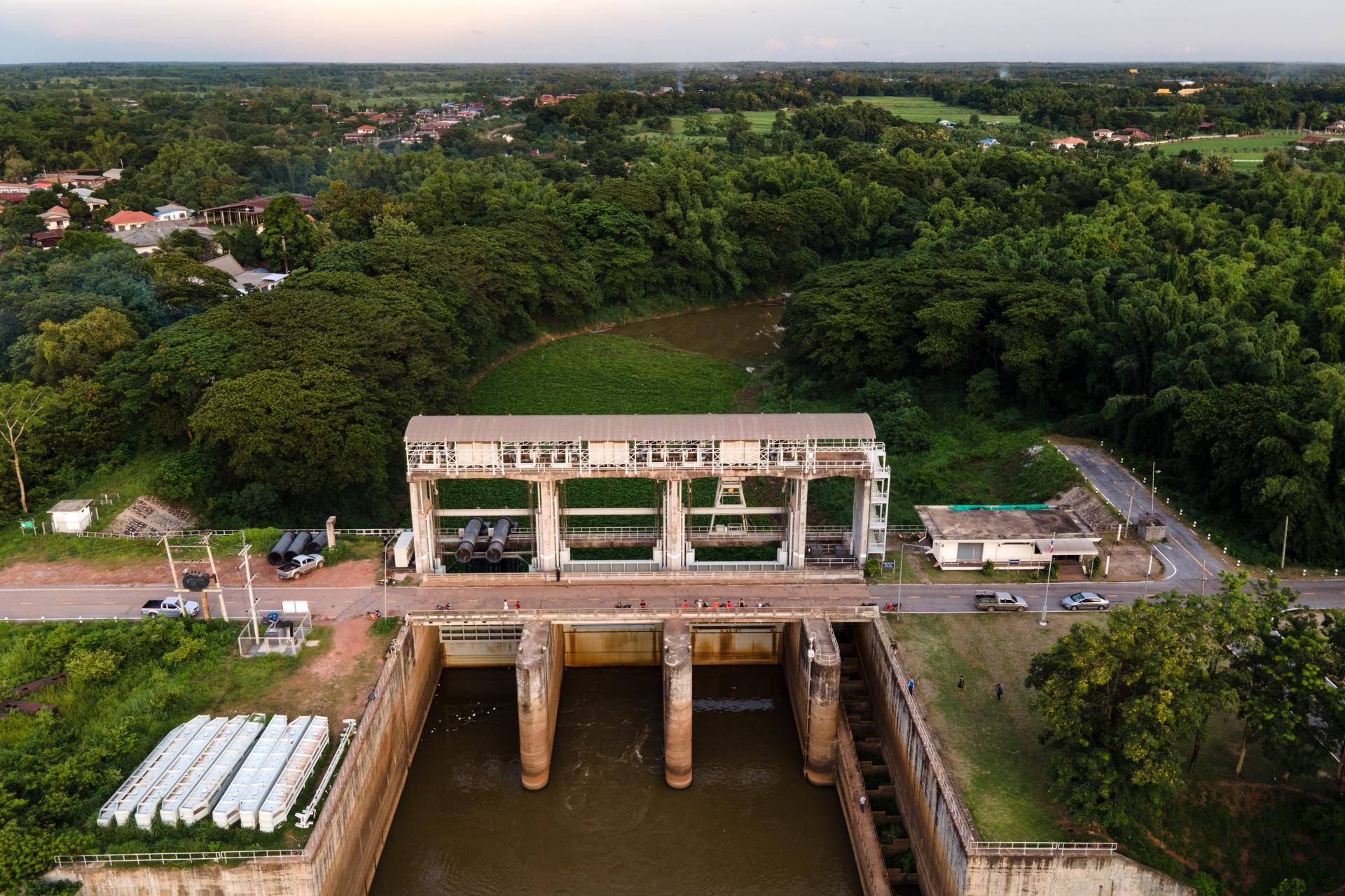 L’écluse de Huai Luang, construite par les Thaïlandais pour irriguer le nord-est du pays, à Phon Phisai, dans la province de Nong Khai, en août.