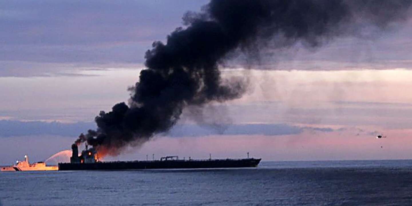 A fire on an oil tanker raises fears of another oil spill in the Indian  Ocean
