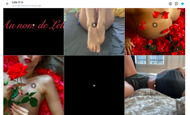 Capture d'écran du compte privé de la performeuse porno Lele O, sur la plate-forme OnlyFans.