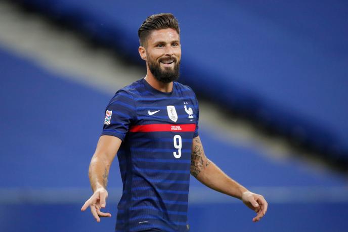 L'attaquant Olivier Giroud (ici contre la Croatie le 8 septembre, à Saint-Denis), fêtera sa 100e sélection contre l'Ukraine.