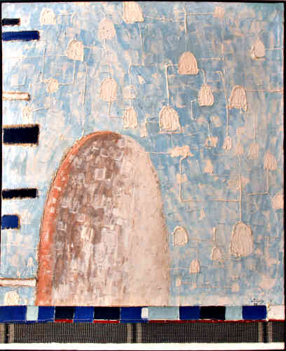 « Grande maison dogon », de Souleymane Ouologuem. Peinture sur toile (120 cm x 100 cm). Prix de départ : 1 500 euros.
