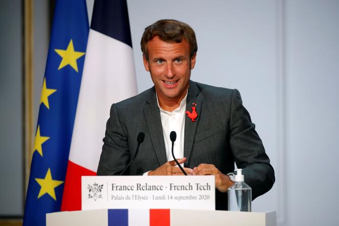 Discours du président Emmanuel Macron aux start-up à l’Elysée le 14 septembre.
