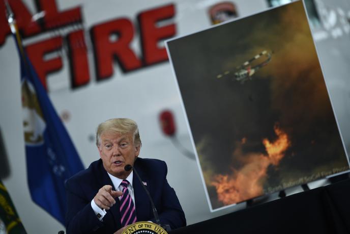 Le président des Etats-Unis Donald Trump lors d’un briefing sur les incendies en Californie, à Sacramento, 14 septembre.
