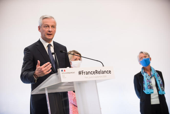 Le ministre de l’économie et des finances, Bruno Le Maire, lors de l’annonce du plan de relance, à Paris, le 3 septembre.