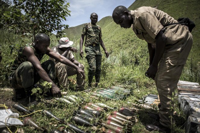 Lors d’une opération de destruction de mortiers près de Bukavu, en février 2019.