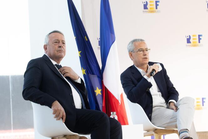 Antoine Frérot, PDG de Veolia, et Jean-Pierre Clamadieu, président d’Engie, à Paris, le 27 août 2020.