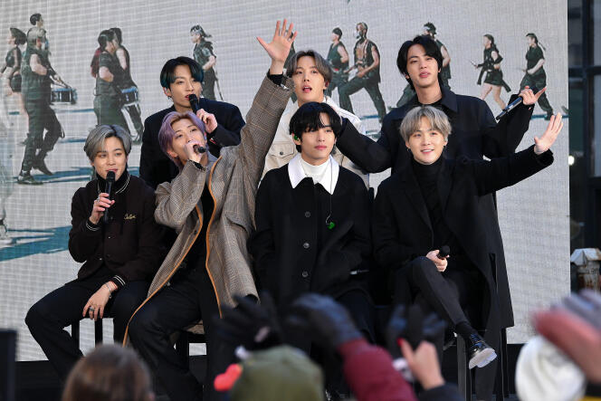 Les membres du groupe de K-pop BTS, à New York, le 21 février.