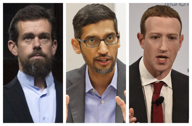 Jack Dorsey, Sundar Pichai et Mark Zuckerberg seront entendus le 28 octobre par le Congrès américain à Washington.
