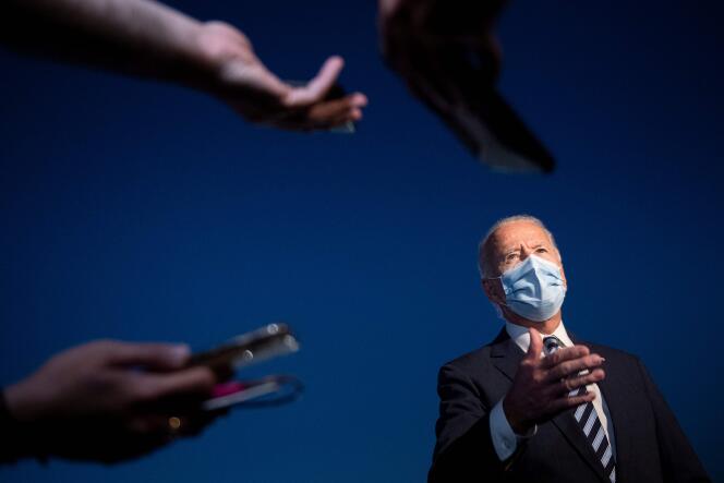 Le candidat démocrate, Joe Biden, face aux journalistes, le 6 octobre à Hagerstown (Maryland).