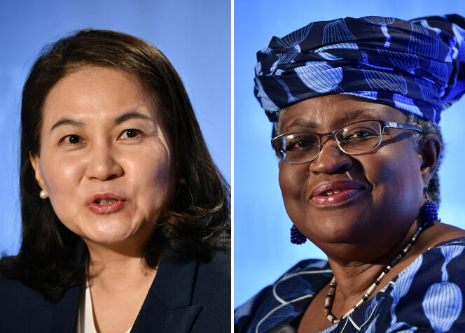 Deux femmes sont finalistes pour prendre la tête de l’Organisation mondiale du commerce (OMC) : la Sud-Coréenne Yoo Myung-hee et la Nigériane Ngozi Okonjo-Iweala, à Genève, le 15 juillet 2020.
