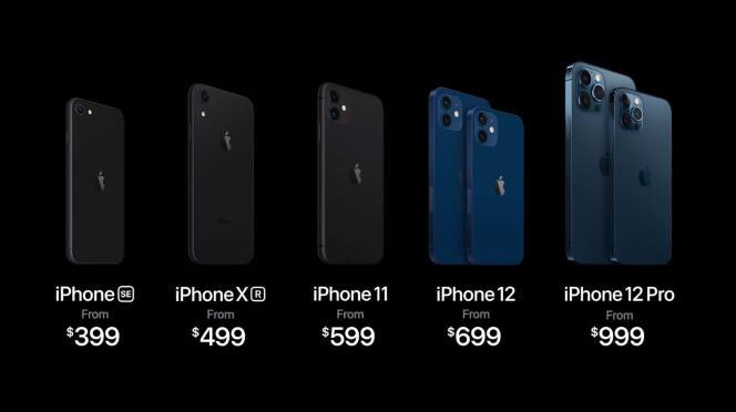 La nouvelle gamme iPhone dans son ensemble : trois modèles d’ancienne génération restent en vente.