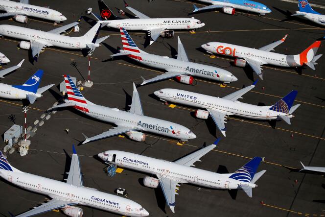 Le moyen-courrier 737 MAX de Boeing est toujours au sol depuis la mi-mars 2019. Ici à Seattle, en juillet 2019.