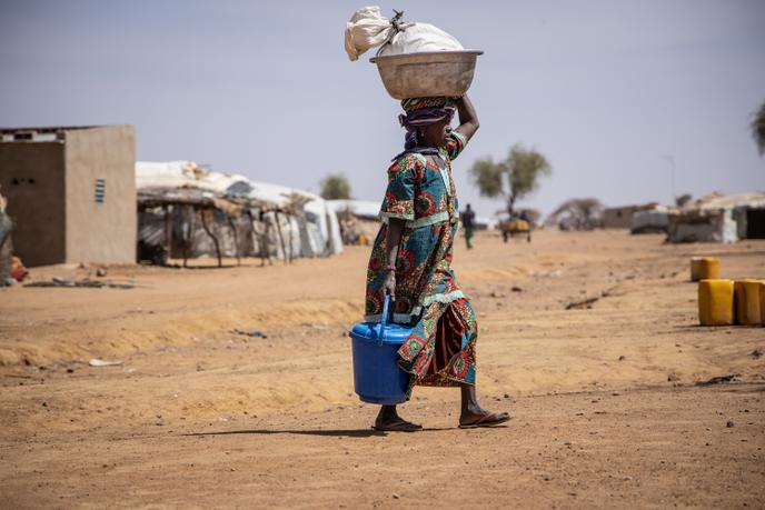 Un camp de personnes déplacées à Dori, dans le nord du Burkina Faso, en février 2020.