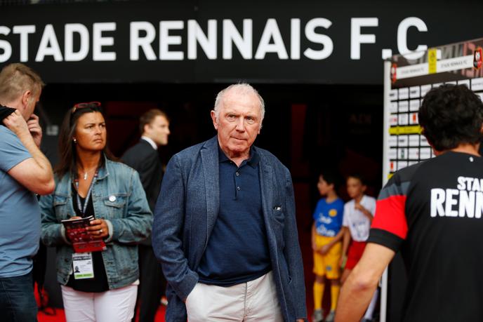 François Pinault au Roazhon Park avant un match entre le Stade rennais et Nancy, le 20 août 2016.