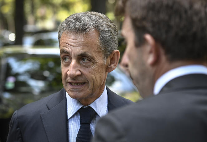 Nicolas Sarkozy lors des funérailles de l’ancien ministre de la justice, Pascal Clément, à Neuilly-sur-Seine (Hauts-de-Seine), le 25 juin.