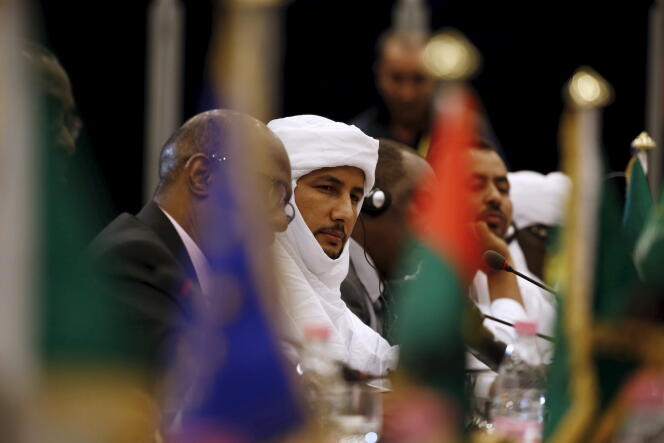 Bilal Ag Acherif, secrétaire général de la Coordination des mouvements de l’Azawad, lors d’une réunion de suivi de l’accord d’Alger, en janvier 2016, dans la capitale algérienne.