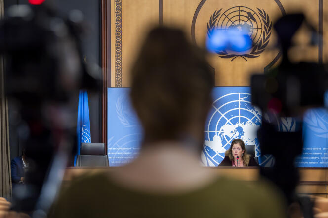 Stephanie Williams, chef par intérim de la Mission d’appui de l’ONU en Libye, lors des discussions  entre les parties libyennes à Genève, en Suisse, le 21 octobre.
