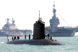 Le sous-marin d’attaque français « Perle », le 27 juin 2005, à Portsmouth (Angleterre).