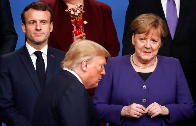Emmanuel Macron, la chancelière allemande Angela Merkel et le président des Etats-Unis Donald Trump le 4 décembre 2019 à Londres.