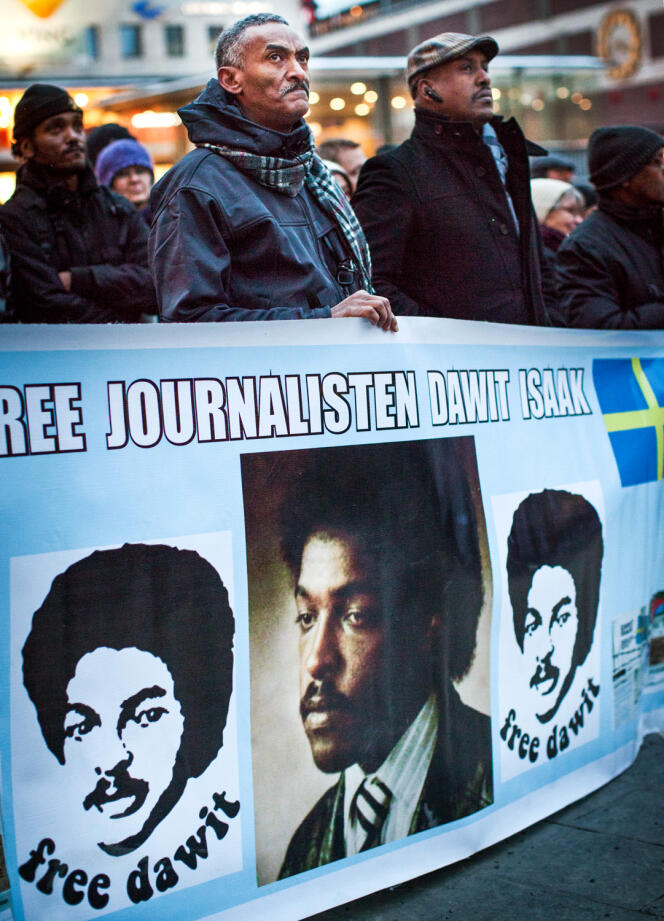 Les soutiens de Dawitt Isaak (ici, une manifestation à Stockholm en janvier 2014) ont dû attendre plusieurs années avant que la Suède se mobilise pour son ressortissant.